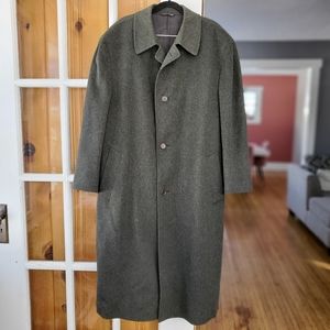 The Red Barn Canali dark green single breast wool cashmere long dress coat L